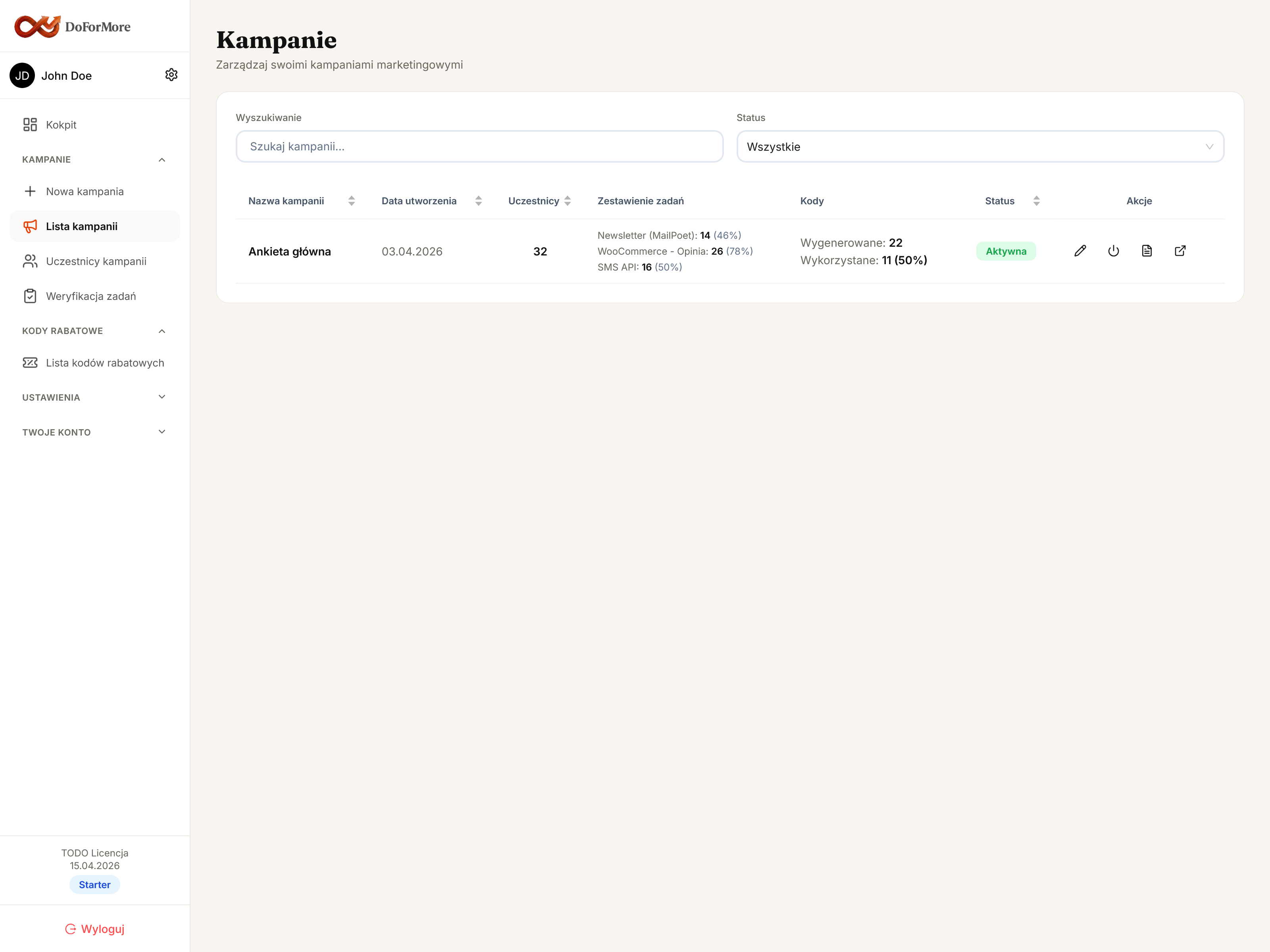 Lista kampanii